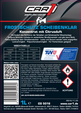 Laden Sie das Bild in den Galerie-Viewer, CAR1 Frostschutz Scheibenklar Konzentrat 1L