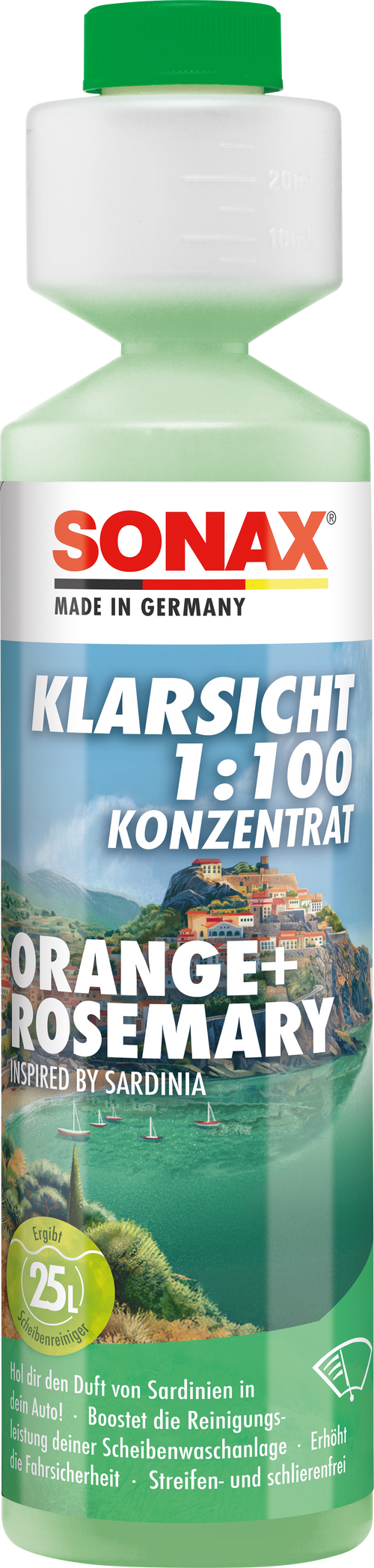 SONAX ScheibenReiniger Konzentrat 1:100 Orange+Rose­mary (250ml)
